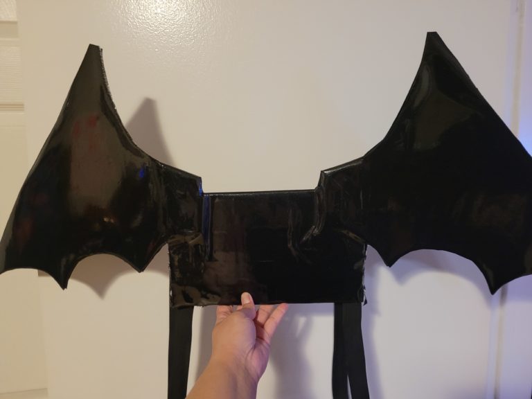 I am holding my first attempt of my bat wings